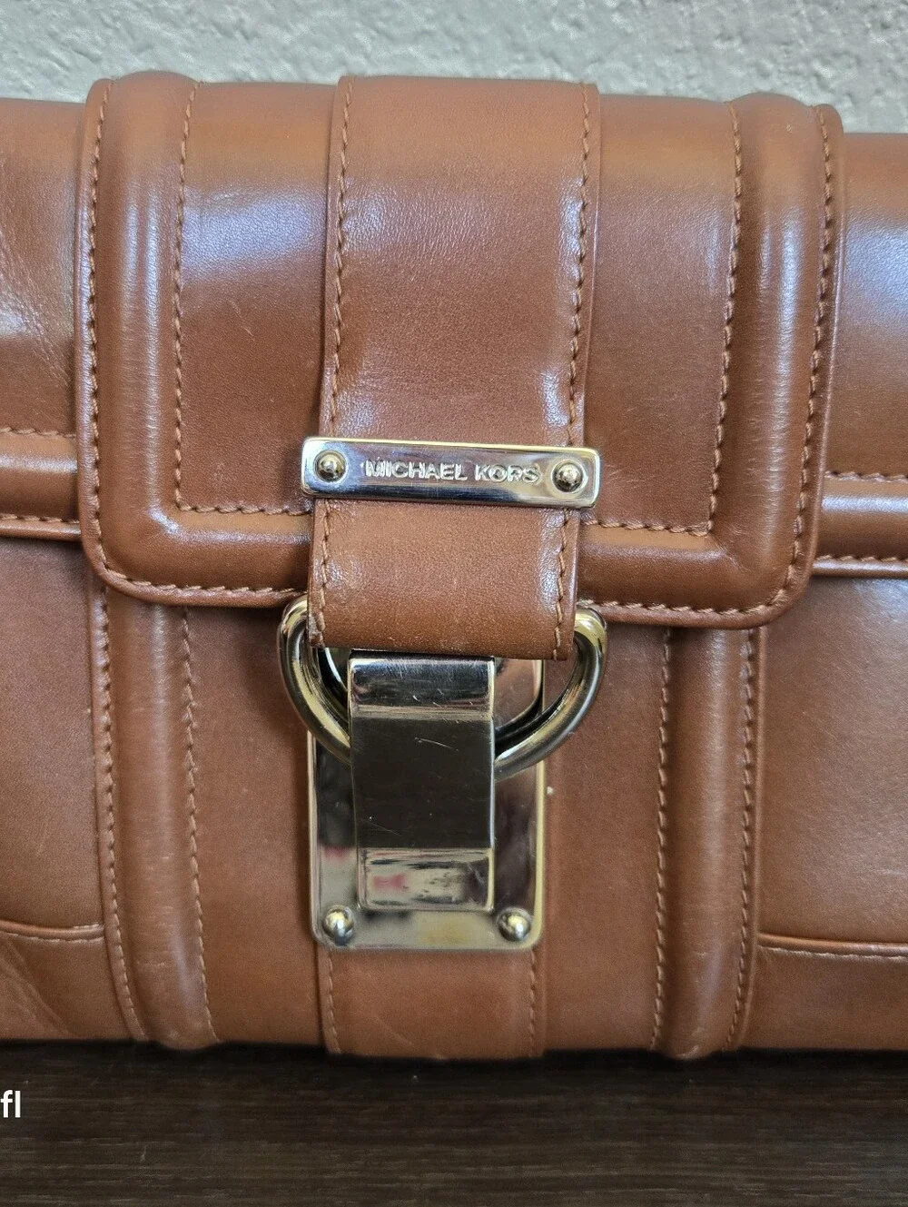 Michael Kors brown leather clutch